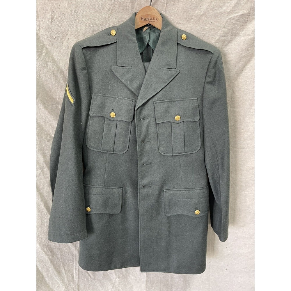 Vintage US‎ Army Olive Green Dress Uniform Jacket Trousers Set Size 36R 30R